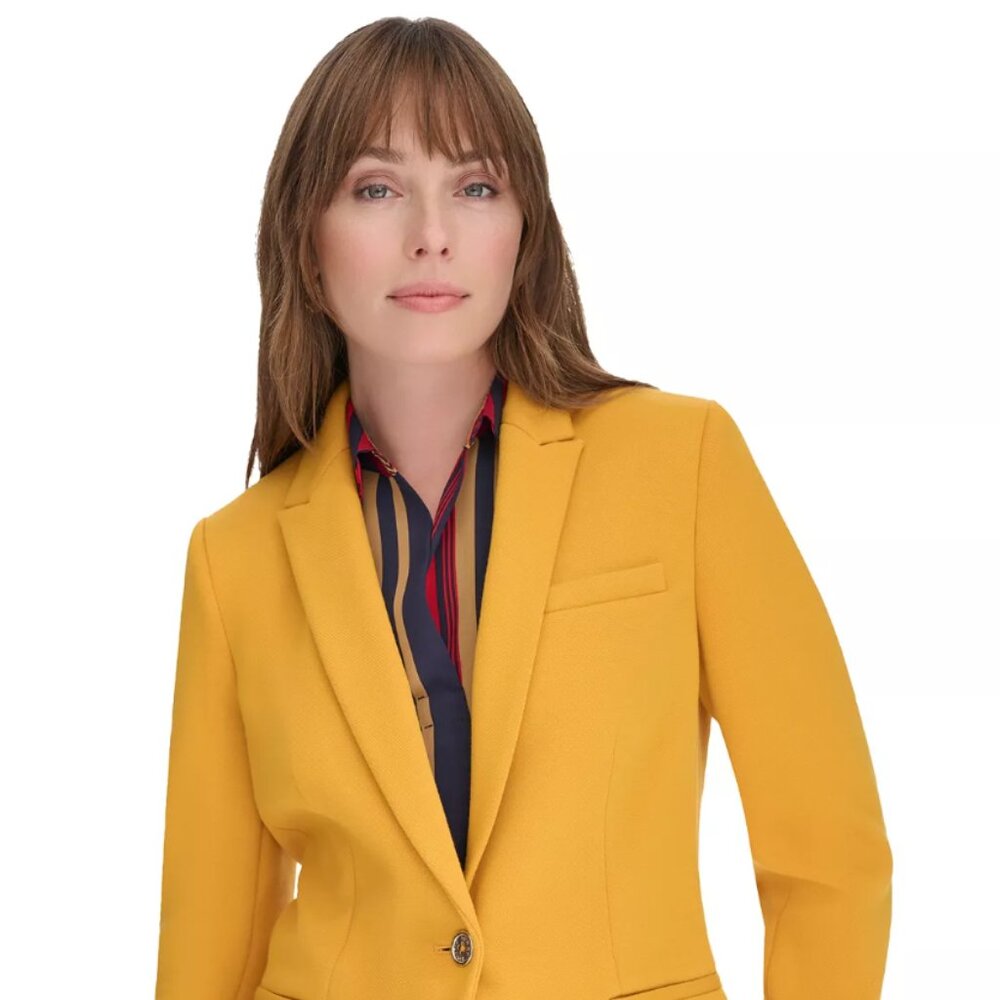 Tommy Hilfiger Women's One Button Blazer, Sunflower. Size 8